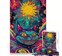 Rompecabezas psicodélico del Gato de Cheshire de 1000 Piezas para Adultos Regalos para ejercitar la Mente Divertido y Relajante Arte de Corte Uniforme (38x52cm)