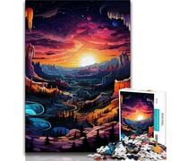 Rompecabezas psicodélico del Gran Cañón de Noche, 1000 Piezas, para Adultos, Ideal como Juego Educativo, Juguete, decoración única para el hogar y Regalos (tamaño 75x50cm)