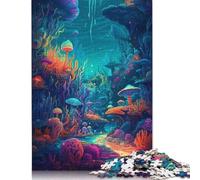 Rompecabezas psicodélico del océano, de Primera Calidad, 100% Reciclado, Rectangular, para Adultos y Adolescentes, 1000 Piezas (75 x 50 cm)