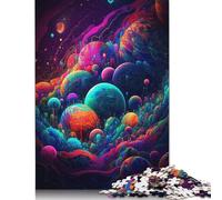 Rompecabezas psicodélico Espacial, difícil desafío, de cartón 100% Reciclado, para Adultos a Partir de 12 años, 1000 Piezas (75 x 50 cm)