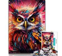 Rompecabezas psicodélicos de búho y pájaro para Adultos 1000 Piezas para Adolescentes Juego de ingenio decoración de Pared cumpleaños y Navidad (50x75cm)