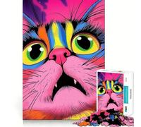 Rompecabezas psicodélicos de Retratos de Gatos para Adolescentes, 1000 Piezas, Juguete Inteligente, Juego Relajante, Corte Suave, Regalo increíble 50x75cm