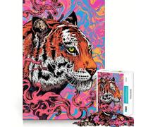 Rompecabezas psicodélicos de Tigre para Adultos, 1000 Piezas, Smart Reason Toy Family Bond, Borde Liso, exhibición artística 38x52cm