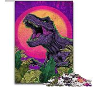 Rompecabezas psicodélicos de Tyrannosaurus Rex para Adolescentes 1000 Piezas, Ideal para Reducir el estrés, con Papá Noel para niños de 14 años (26x38cm)