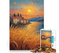Rompecabezas Pueblo al Atardecer Junto al río para Adolescentes, 1000 Piezas, para Mejorar la Memoria, el hogar, el Ocio, Bordes precisos, 50x75cm