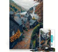 Rompecabezas Pueblo de Piedra en Otoño, 1000 Piezas para Adolescentes, Juguete para estimular la lógica, Juego Relajante, Arte de Borde Premium, Coleccionable 38x26cm