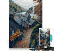 Rompecabezas Pueblo de Piedra en Otoño, 1000 Piezas para Adolescentes, Juguete para estimular la lógica, Juego Relajante, Arte de Borde Premium, Coleccionable 38x52cm