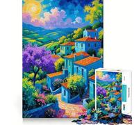 Rompecabezas Pueblo en la Ladera de la Provenza al Amanecer de 1000 Piezas para Adultos Juguete Inteligente para Jugar en Interiores Corte preciso Un Regalo Encantador 38x52cm