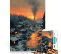 Rompecabezas Pueblo Invernal al Atardecer 1000 Piezas Entrenamiento Acelerado Diversión Piezas Que Encajan a la perfección Regalo de Cumpleaños Juguete para Estimular la Mente (50x75cm)