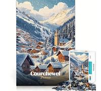 Rompecabezas Pueblo nevado en Courchevel, Francia para Adolescentes, 1000 Piezas, Juguete para desarrollar la Capacidad de razonamiento, Juego Relajante, Corte preciso, (50x75cm)