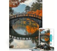 Rompecabezas Puente de Piedra en Otoño, 1000 Piezas para Adolescentes Mejora la Memoria Divertido y Relajante Piezas de colección de Arte con Corte nítido 38x52cm