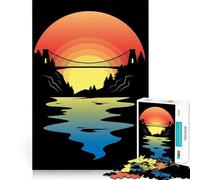 Rompecabezas Puente del Atardecer de 1000 Piezas para Adultos Juguete para ejercitar la Mente Diversión compartida Arte de Corte preciso Exhibición 38x52cm