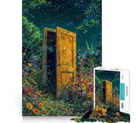 Rompecabezas Puerta Abierta en un Campo de Flores para Adolescentes 1000 Piezas Juego Inteligente Tiempo en Familia Patrón Ensamblaje Santa Wish Pick (38x26cm)