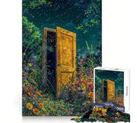 Rompecabezas Puerta Abierta en un Campo de Flores para Adolescentes 1000 Piezas Juego Inteligente Tiempo en Familia Patrón Ensamblaje Santa Wish Pick (38x26cm)