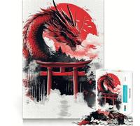 Rompecabezas Puerta del Dragón Rojo para Adultos, 1000 Piezas, Rompecabezas para ejercitar la Mente, Ideal para el hogar, Regalo de cumpleaños (38x52cm)