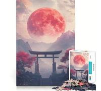 Rompecabezas Puerta Torii Luna Roja 1000 Piezas para Adolescentes Fortalece la Memoria Relajante Divertido Bordes Lisos Lista de Deseos de Santa Claus (38x52cm)