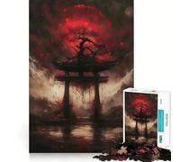 Rompecabezas Puerta Torii Luna Roja de 1000 Piezas para Adolescentes, Juguete de lógica Fina, fácil de Usar, Ocio, Bordes limpios, Regalo para Festivales (50x75cm)
