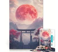 Rompecabezas Puerta Torii Luna Roja para Adultos, 1000 Piezas, Juego Inteligente, patrón Tranquilo y Relajante, Regalo increíble (38x26cm)
