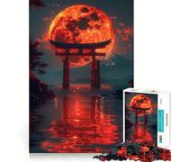 Rompecabezas Puerta Torii Luna Roja para Adultos, 1000 Piezas, para estimular la Memoria, Juego en Grupo, patrón de Montaje, Sorpresa navideña (50x75cm)
