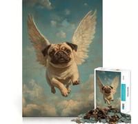 Rompecabezas Pug Angel de 1000 Piezas para Adolescentes Juego Inteligente de Rompecabezas Tiempo de Aprendizaje Imagen para armar Regalo Encantador (50x75cm)