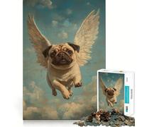 Rompecabezas Pug Angel de 1000 Piezas para Adolescentes Juguete Educativo para Toda la Familia Corte de Calidad Regalo Elegante (38x26cm)