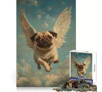 Rompecabezas Pug Angel de 1000 Piezas para Adolescentes Juguete Educativo para Toda la Familia Corte de Calidad Regalo Elegante (38x26cm)