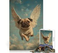 Rompecabezas Pug Angel de 1000 Piezas para Adolescentes, para ejercitar la Mente y Disfrutar en Familia, con Bordes precisos, Regalo Memorable (38x52cm)