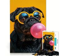 Rompecabezas Pug Bubblegum de 1000 Piezas para Adolescentes Juguete para desarrollar la Mente Diseño Divertido y Relajante armar (38x26cm)