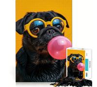 Rompecabezas Pug Bubblegum de 1000 Piezas para Adolescentes Remember Boost Serene Time Smooth Cut Elegant Gift (38x52cm)