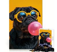 Rompecabezas Pug Bubblegum de 1000 Piezas para Adolescentes Remember Boost Serene Time Smooth Cut Elegant Gift (38x52cm)
