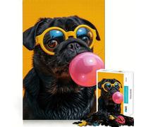 Rompecabezas Pug Bubblegum para Adultos, 1000 Piezas, Rompecabezas Mental, Juego Lento, Disfruta del Montaje de imágenes, (50x75cm)