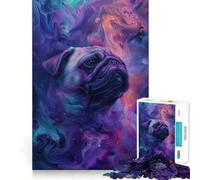 Rompecabezas Pug en el Espacio, 1000 Piezas para Adultos, Juguete para ejercitar la Mente y el Cerebro, Ideal para el hogar y el Ocio, con Bordes Ajustados, Regalo de Papá Noel (50x75cm)