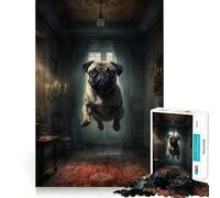 Rompecabezas Pug en la Mansión Embrujada para Adultos, 1000 Piezas, fortalece la Memoria, pasatiempo para el hogar, Bordes limpios, Regalo Elegante (38x26cm)