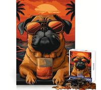 Rompecabezas Pug Healing on The Beach para Adultos, 1000 Piezas, Rompecabezas Mental, Relajante, para armar, (50x75cm)