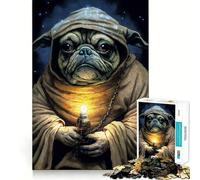 Rompecabezas Pug Monk de 1000 Piezas para Adolescentes Rompecabezas Memory Lift Light Relax Image Assembly (50x75cm)