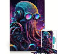 Rompecabezas Pulpo Cyberpunk de 1000 Piezas para Adolescentes, Juguete de Habilidad, Tiempo Tranquilo, Corte Exacto, Regalo increíble (38x26cm)