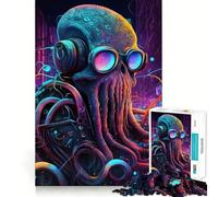 Rompecabezas Pulpo Cyberpunk de 1000 Piezas para Adultos, Juguete para desafiar la Mente, Tiempo Libre, diseño nítido, Regalo increíble (50x75cm)