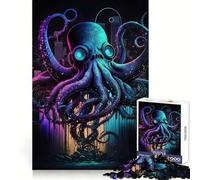 Rompecabezas Pulpo Cyberpunk de 1000 Piezas para Adultos Regalos para Mejorar la Memoria y Relajarse mentalmente Corte Premium Sorpresa cálida (38x26cm)