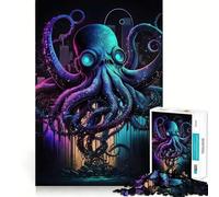 Rompecabezas Pulpo Cyberpunk de 1000 Piezas para Adultos Regalos para Mejorar la Memoria y Relajarse mentalmente Corte Premium Sorpresa cálida (38x26cm)