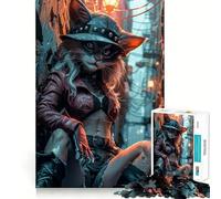 Rompecabezas Punk Cat Rebel de 1000 Piezas para Adolescentes Rompecabezas con Efecto de Memoria, luz Relajante, Imagen para armar (50x75cm)