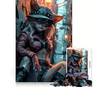 Rompecabezas Punk Cat Rebel de 1000 Piezas para Adolescentes Rompecabezas con Efecto de Memoria, luz Relajante, Imagen para armar (50x75cm)