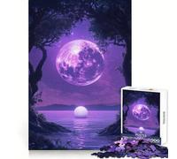 Rompecabezas Purple Moon Tree and Ocean de 1000 Piezas para Adolescentes Ideal para estimular la Memoria, Reducir el estrés y Crear un Ambiente artístico con Cortes Suaves (38x52cm)