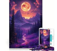 Rompecabezas Purple Mountain Sunset de 1000 Piezas para Adultos, Juguete para Adultos Que desafía la Mente, diversión en Conjunto, Corte de Calidad, (50x75cm)