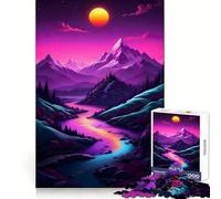 Rompecabezas Purple Mountain Sunset de 1000 Piezas para Adultos Mejora la Memoria Ideal para el Ocio Corte Firme Fiestas (38x52cm)