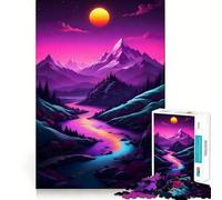 Rompecabezas Purple Mountain Sunset de 1000 Piezas para Adultos Mejora la Memoria Ideal para el Ocio Corte Firme Fiestas (38x52cm)