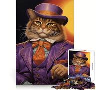 Rompecabezas Purple Pimp Kitty de 1000 Piezas para Adultos, Juguete para ejercitar la Mente y el Cerebro, Ideal para el hogar y el Ocio, con Bordes Ajustados, Regalo de Papá Noel (50x75cm)