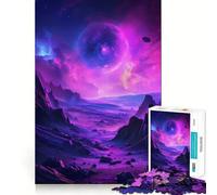 Rompecabezas Purple Planet Cosmos de 1000 Piezas para Adolescentes Rompecabezas Memory Lift Light Relax Image Assembly (38x26cm)
