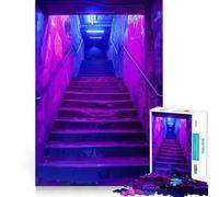 Rompecabezas Purple Stair City de 1000 Piezas para Adolescentes Remember Boost Serene Time Smooth Cut Elegant Gift (38x52cm)