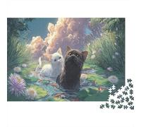 Rompecabezas Puzzle Dos Gatos en Lily Pond Mascotas 1000 Piezas - Decoración del Hogar, Desafiante, para Adultos, Regalo 38x26cm/1000pcs