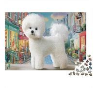 Rompecabezas Puzzle Un Friso Bichon en una Calle de la Ciudad Mascotas 1000 Piezas - Decoración del Hogar, Desafiante, para Adultos, Regalo 70x50cm/1000pcs